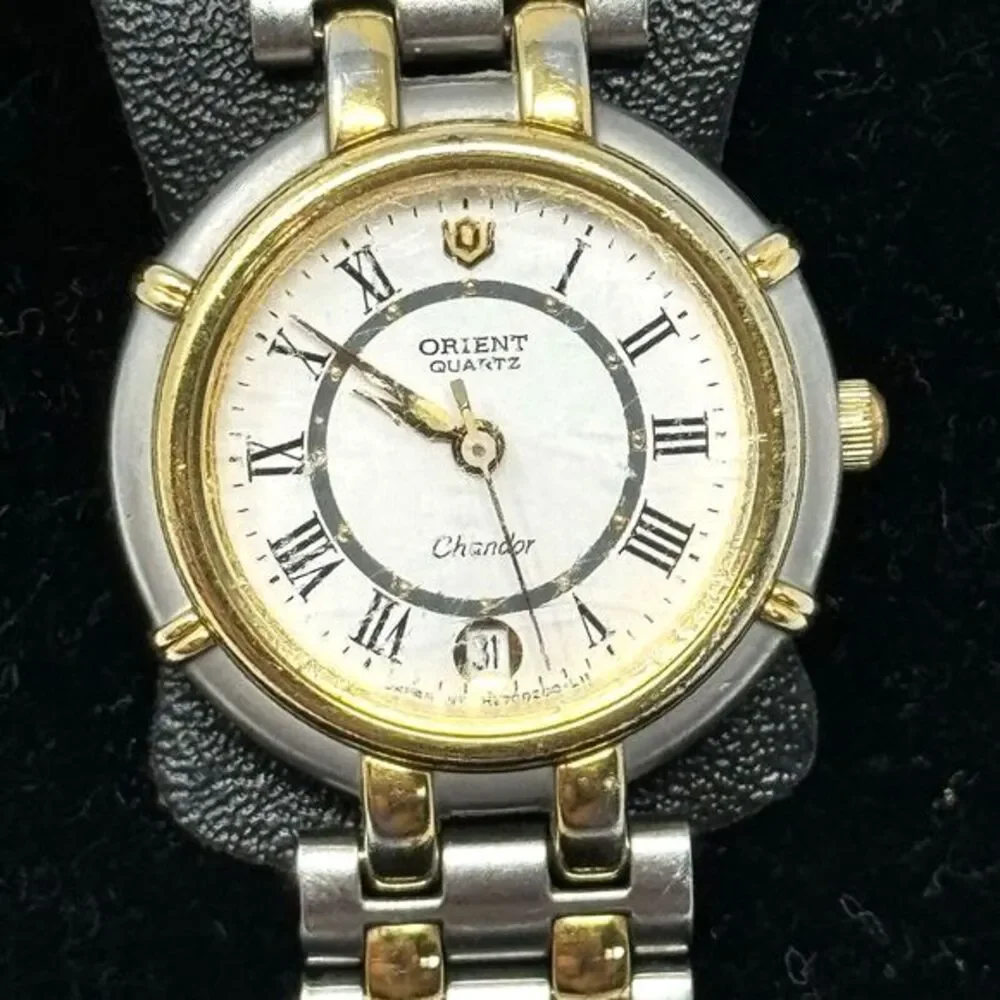 Vintage Orient Chandor 22K Electroplated‎ Quartz Analog Dress Watch New Battery